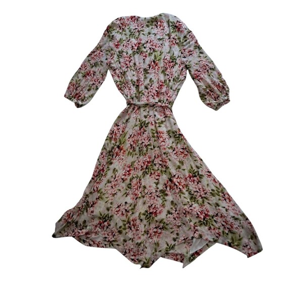 J Jill Dress Womens Large Cream Midi Pebble Hydrangea Floral Pockets Cottagecore - Picture 3 of 13